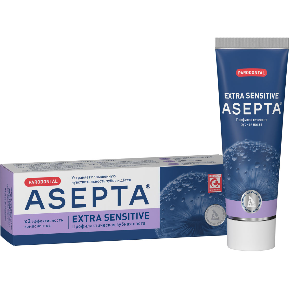 ASEPTA<sup>®</sup> Профилактическая зубная паста ЭКСТРА СЕНСИТИВ